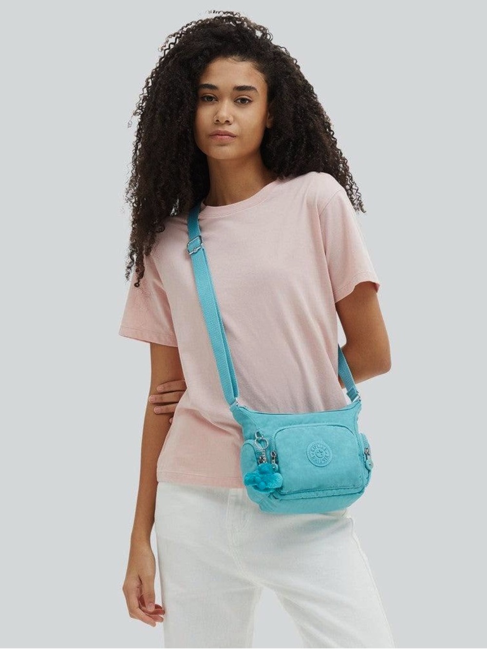 Kipling | Gabbie Mini Crossbody Bag Purse Deepest Aqua Blue Nylon Monkey NWT New - Picture 5 of 15